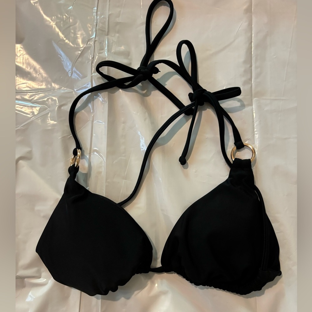 RELLECIGA PARIS GOLD HOOP TIE BIKINI TOP WORN ONCE